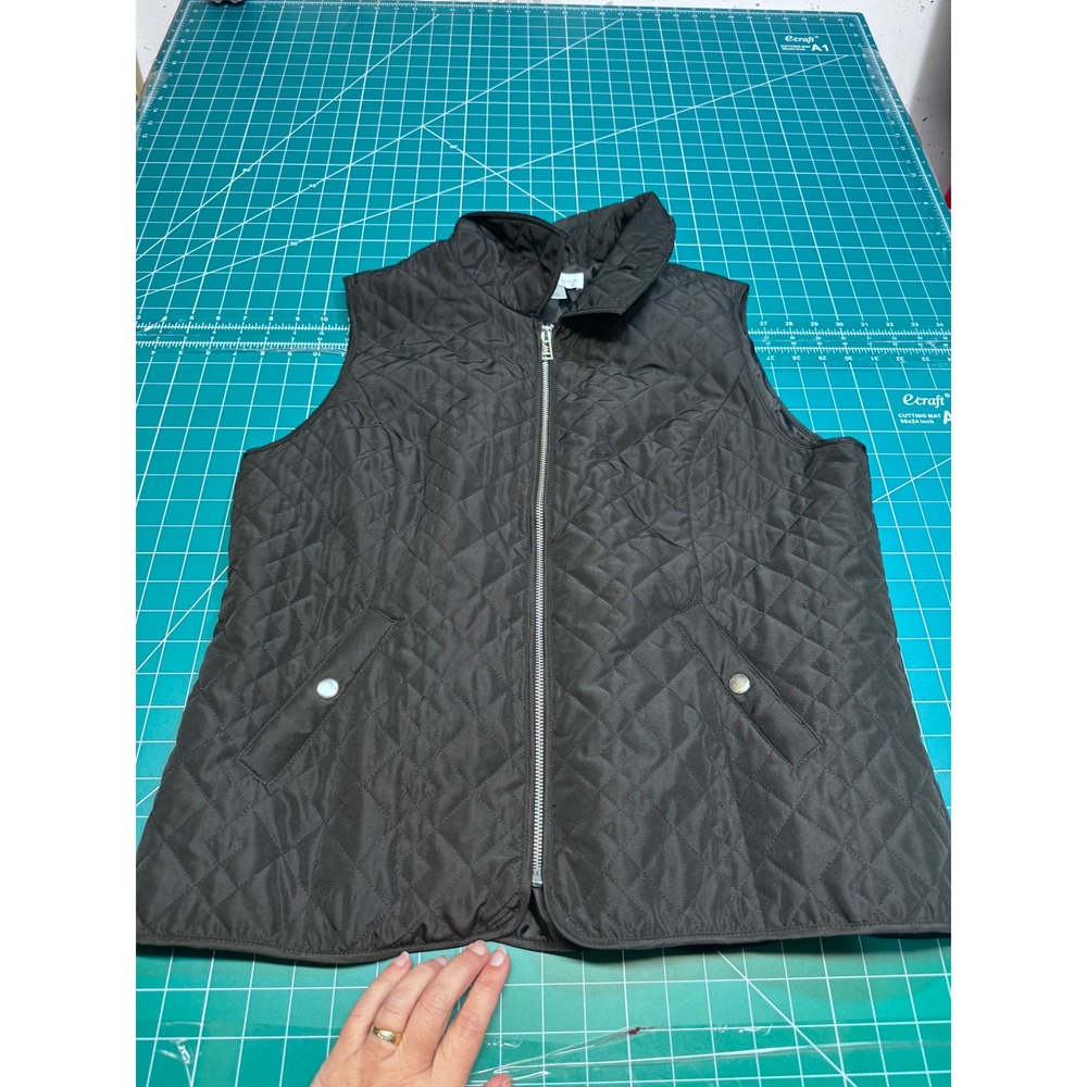 Christopher & Banks Womens Black Quilted Full Zip Vest Size Large 4K08